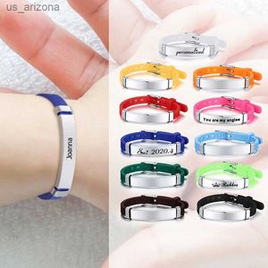 Pulsera de identificación de bebé Sile de seguridad, nombre personalizado, niñas, niños, marcas de goma, pulsera personalizada L230620