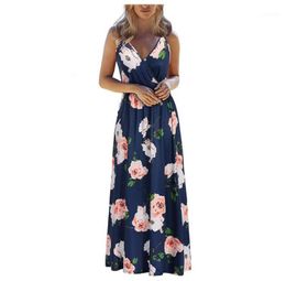 SAGACE robe bohème femmes 2020 Sexy col en V fronde longue Boho robe femmes décontracté sans manches Empire pour les filles ceintures vacances18159228