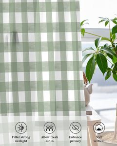 SAGE GREEN Check Curtain Tule Curtains for Living Room keuken raambehandelingen voile gordijnen