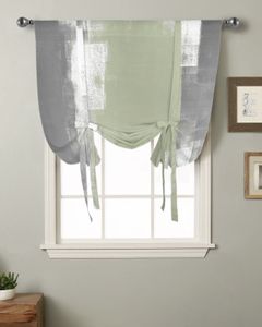 Sage Green Painting Texture Window Curtain pour le salon Curtains romains pour Kitchen Cafe Entre les rideaux courts