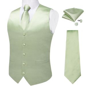 Gilet de costume en soie solide vert sauge pour hommes, cravate, mouchoir, boutons de manchette, fête de mariage, smoking formel, Blazer masculin, 240312