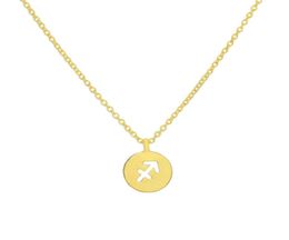 Sagittaire 12 signes de constellation pendentif chaîne collier amulette cercle géométrique zodiaque horoscope astrologie disque nom porte-bonheur femme9572242
