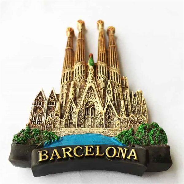 Sagrada Familia Barcelone Espagne Réfrigènes Aimènes Résine Handmade 3D Magnétique Réfrigérateur Autocollant Souvenirs de voyage 240429