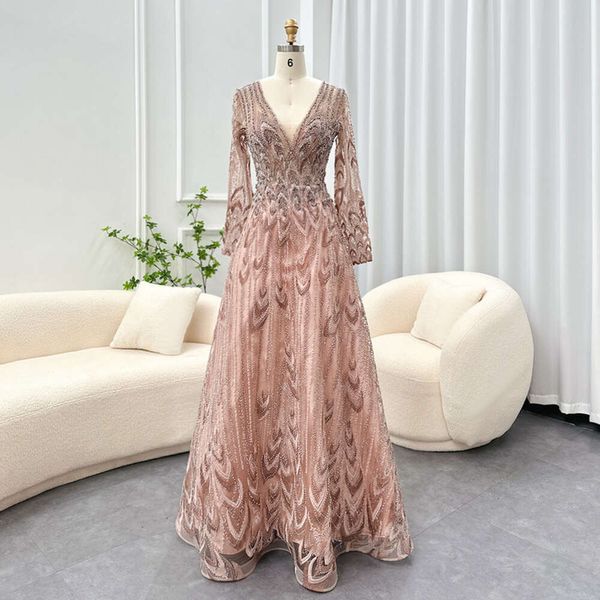 Dit robe de soirée cristal rose Sharon 2024 élégant vert sauge bleu marine grande taille femme mariage robes de soirée formelles Ss033