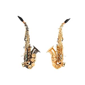 SAIDESEN SAS-780 Bb Tune Sopraansaxofoon Messing Goud Zwart Vernikkeld Gebogen Hals B-Platte Sopraansax Muziekinstrument