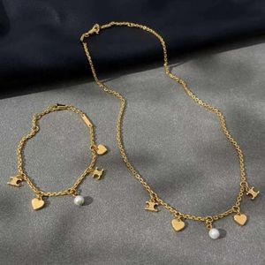 Saijia-Collar de perlas con empalme de corazón y arco triunfal para mujer, cadena de pulsera con diseño pequeño a la moda