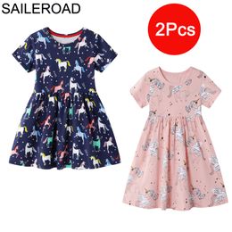 SAILEROAD 2 pièces en gros filles robe Vestido licorne Costume pour enfants vêtements enfants robes de soirée pour filles vêtements 210303