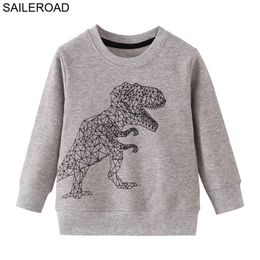 SAILEROAD Dinosaur Print Niños Sudaderas con capucha Sudaderas para niños Ropa 2-7Years Niños Ropa de abrigo Otoño Bebé Manga larga 211110