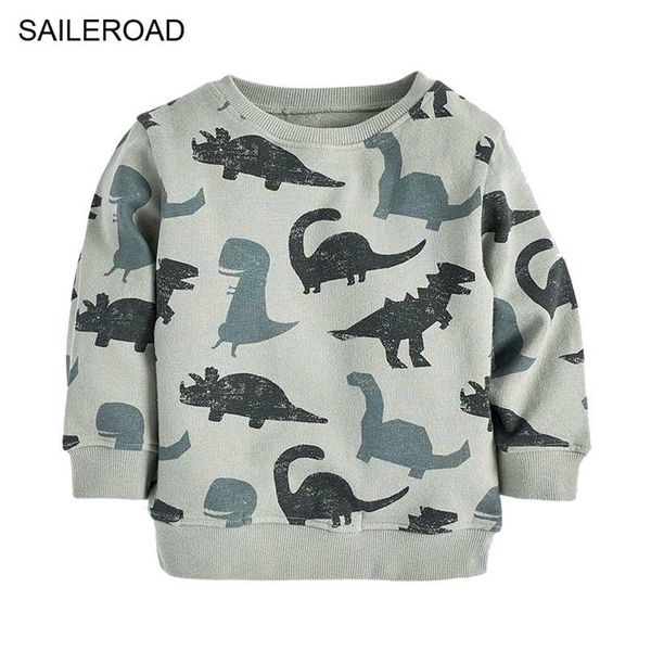 SAILEROAD Dinosaurio Imprimir Niños Pequeños O Cuello Otoño Sudadera Fina para Niños Sudaderas Con Capucha Ropa Niño Sudaderas 211110