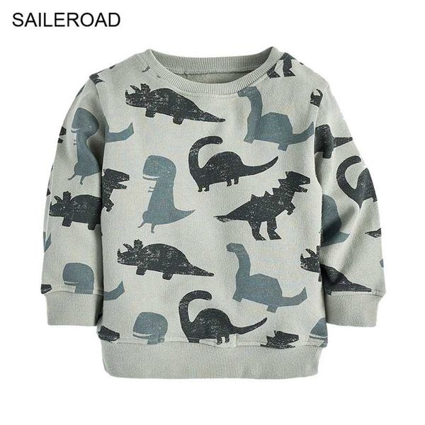 SAILEROAD Dinosaur Print Little Boys O Cuello Otoño Sudadera delgada para niños Sudaderas con capucha Ropa Sudaderas para niños 211029