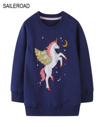 Sairoad Unicorn Gold Girls Sweatshirts Cotton Baby Girls Vêtements pour l'automne Nouveaux enfants039 Vêtements pour enfants Sweetshirt 23958112