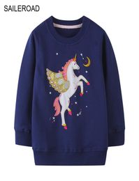 Sairoad Unicorn Gold Girls Sweatshirts Cotton Baby Girls Vêtements pour l'automne Nouveaux enfants039 Vêtements pour enfants Sweetshirt 29529092