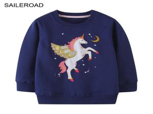 SAILEROAD Licorne Or Filles Sweats Coton Bébé Filles Vêtements pour Automne Nouveaux Enfants 039s Vêtements Enfants Sweat À Capuche Sweat 27600309