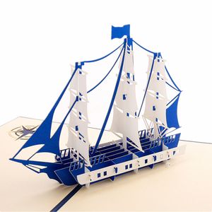 Varende boot pop-up kaarten marineblauw wenskaart voor mannen felicitatie cadeau voor kinderen Speciale dag Valentijnsdag verjaardag Bruiloft