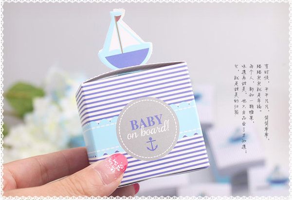 Caja de dulces de boda con forma de barco de vela, recuerdos para Baby Shower, cajas de embalaje de regalo para fiesta de cumpleaños (50 unids/lote)