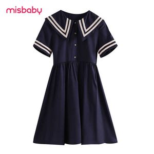 Sailor Collar Navy Dress Vêtements pour enfants Filles 10 à 12 Mode japonaise Kawaii Preppy Style Manches courtes Plus Taille Robe d'été 14 Q0716
