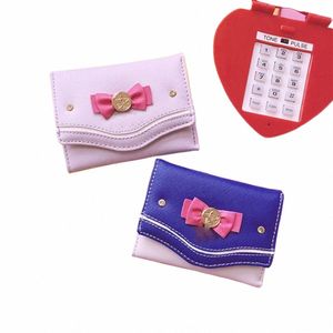 Sailor Mo portefeuille Purse Sweet Style Color Color Bow Knot Femmes Pu Cuir Clutch Sac Card Coin Purse Girl Exquis Girl C48L # #