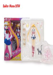 Figurines de jouet d'action Sailor Moon Tsukino Usagi Mercury Mars Vénus Jupiter 20e anniversaire articulations mobiles figurine de dame noire 15 cm 26806597