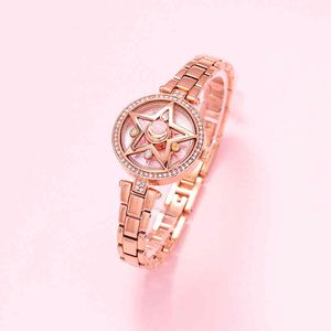 marin lune cristal étoiles montre-bracelet bracelet bijoux costume montre en acier inoxydable avec boîte-cadeau