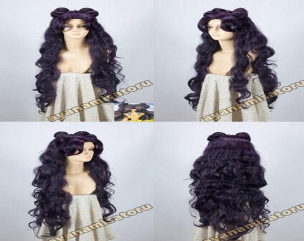 Sailor Moon Luna Nuevas Pelucas Largas Púrpuras Negras para Fiesta Cosplay014284489