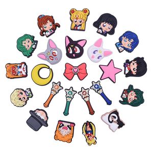 Sailor Moon Schoen Gesp Accessoires PVC Tsukino Usagi Schoen Charme Decoratie Clips Fit Croc Jibz Party Kids Geschenken