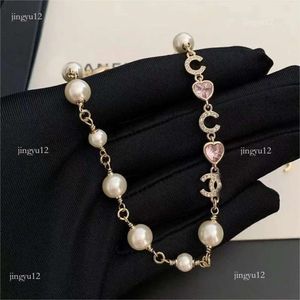 Sailormoon EEFS GOUD C Letters kettingontwerper sieraden voor vrouwen hebben Moissanite Link Chain Choker Coco Pearl Beads Clover Letter Diamond hanger HA 59656