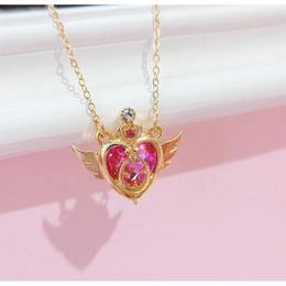 Sailormoon hanger kettingen Anime Sailor Moon Women Crystal Pearl Love Heart Wand Pendanten Hoogwaardige elegante en modieuze temperament ketting 89
