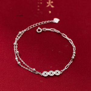 Sailormoon Sister Bracelet Designer Ailuoqi Sier Copper Coin avec design de niche, incrustation de diamant à double couches haut de gamme, bracelet à charme de style national S5978