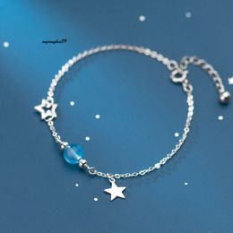 Sailormoon Sister Bracelet Designer Aloqi S Sier Women's Japanese and Korean Style Simple Girl Heart Light Pearl Star Synthetic Crystal Bracelet S3473