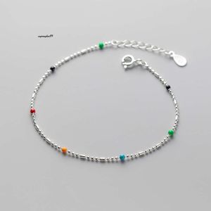 Diseñador de pulseras hermanas de Sailmoon Aloqi S Sier Colored Bead con estilo étnico, pulsera de bola de frijol arcoiris simple y meticulosa S5369