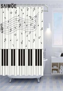 Saimoe Piano Keys Curtains de douche étanche Logcèges de musique de salle de bain rideaux de musique rideaux pour la salle de bain décor de la maison avec crochets3978505