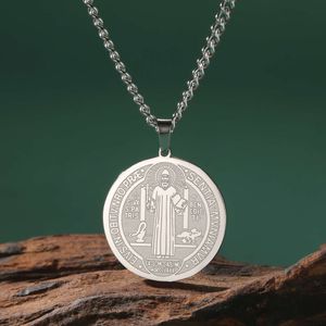 Saint Benedict Medal Vintage roestvrij staal katholieke medaillon hanger choker ketting vrouwen mannen amulet sieraden