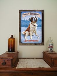 Saint bernard drôle chien aanimal affiche de salle de bain vintage signe métal signe signe mur art décor pour toilettes de salle de bain de toilette 8x12 pouces
