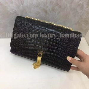 Crocodile Patroon Designer Handtas Real Leather Luxury Designer Bag Gouden zilveren ketting met kwastjes Crossbody Tassen Echte lederen dames Handtassen Schoudertassen