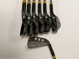 Iron Set Blade Black Forged Irons Golf Clubs 4-9p Steel Arbre avec couvercle de la tête