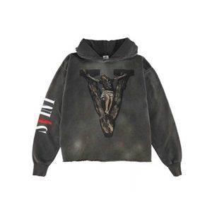 Saint Michael Co merk grote v portret trui hoodie Morant dezelfde wassing mode