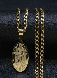 Saint Michael Protect Us Archanges en acier inoxydable Collier Chian Men Femmes Femmes Gold Couleur Collier Charme Bijoux Joyas NXH87S05 H11253123417