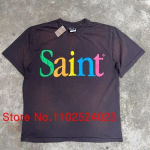 Saint Michael T-shirts Top Tee Men Femmes lâches LOBE COST COLON COURTURE LETTRE LOGO IMPRESSION SAINT