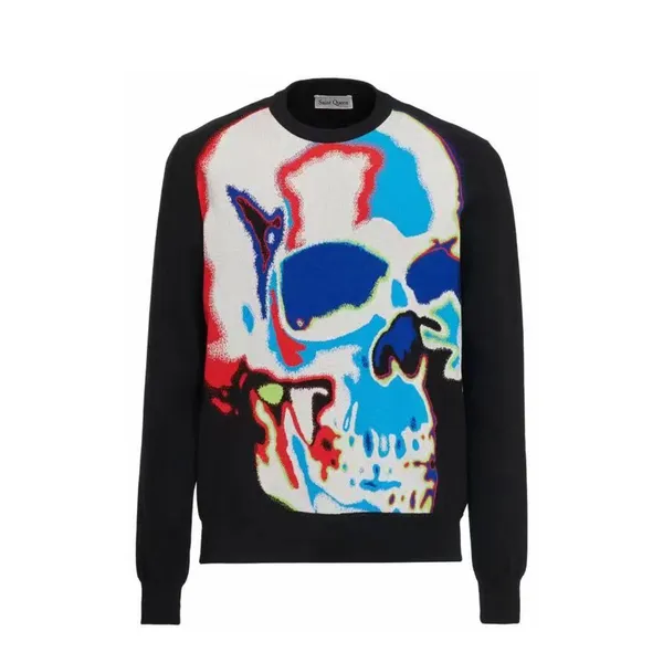 Saint Queen Skull Pull unisexe Hip Hop Streetwear Pull tricoté hommes Imprimer Pull Harajuku Coton Jacquard Pull pour femmes 8481