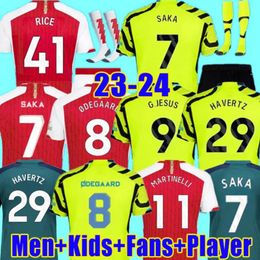 Saka Arsen Soccer Jerseys Smith Rowe G.Jesus Saliba Fans Player -versie Odegaard Martinelli 23 24 Nketiah voetbalkits Shirt Men Kids Boys Sets Uniformen Uniformen