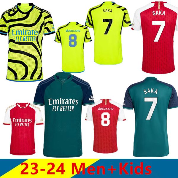 Saka Arsen Soccer Jerseys Smith Rowe G.Jesus Saliba Fans Versión del jugador Odeegaard Martinelli 23 24 Nketiah Football Kits Camisa Hombres niños Sets23 24 24