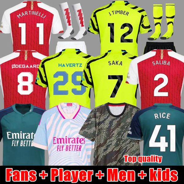 Jerseys de football Saka Arsen G. Jesus Odegaard Rice Havertz 2024 Football Shirtrs Gunners Martinelli Smith Rowe Nketiah Zinchenko Saliba Trossard Men Kid Child Enfant Set Set Kit