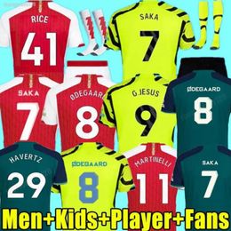 SAKA Voetbalshirts G. JESUS ODEGAARD RICE HAVERTZ 23 24 Gunners MARTINELLI SMITH ROWE NKETIAH ZINCHENKO SALIBA TROSSARD Voetbalshirt ARsen Heren Kinderen Kindersets Kit