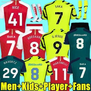 SAKA Soccer Jerseys G. JESUS ODEGAARD RICE HAVERTZ 23 24 Gunners MARTINELLI SMITH ROWE NKETIAH ZINCHENKO SALIBA TROSSARD Maillot de football Arsen Hommes Enfants Ensembles Kit