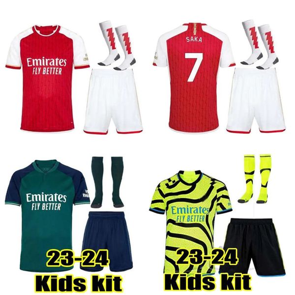 SAKA Soccer Jerseys G. JESUS ODEGAARD RICE HAVERTZ 23 24 Gunners MARTINELLI SMITH ROWE NKETIAH ZINCHENKO SALIBA TROSSARD Maillot de football pour bébé Kit d'ensembles pour enfants