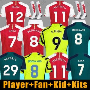 Jerseys de football Saka G. Jesus Smith Rowe 23 24 Fans Player Version Gunners Martinelli Odegaard Thomas Nketiah Tierney Football Shirt Men Kids Sets Kits