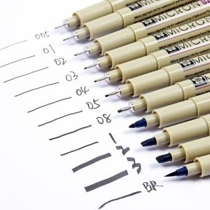 Sakura 413 Verschillende grootte Pigma Micron Naald pen XSDK Zwarte marker borstel voering voor schetstekening Design Manga Comic Y200709