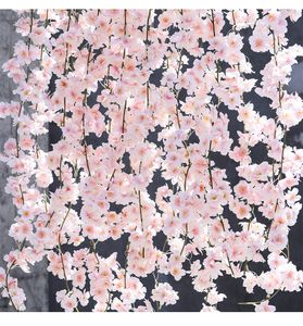 Sakura fleur de cerisier rotin mariage arc décoration vigne fleurs artificielles décor à la maison bricolage soie Lvy tenture murale guirlande guirlande