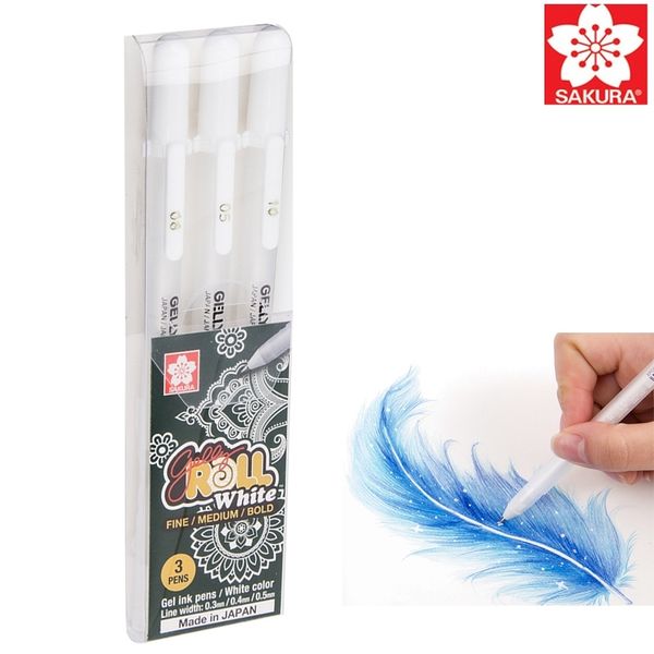 Sakura Gelly Roll Classic Highlights Stylos Marqueur d'art à encre blanche brillante 3 pièces 08/05/10 pour dessiner des illustrations Manga Comics Y200709