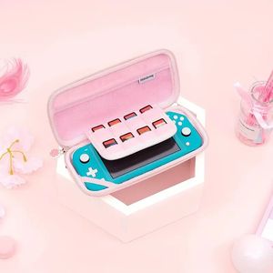 Étui de transport rose Sakura compatible avec l'étui de protection Nintendo Switch Lite avec 8 cartouches de jeu, matériau PU étanche et dur pour offrir une protection